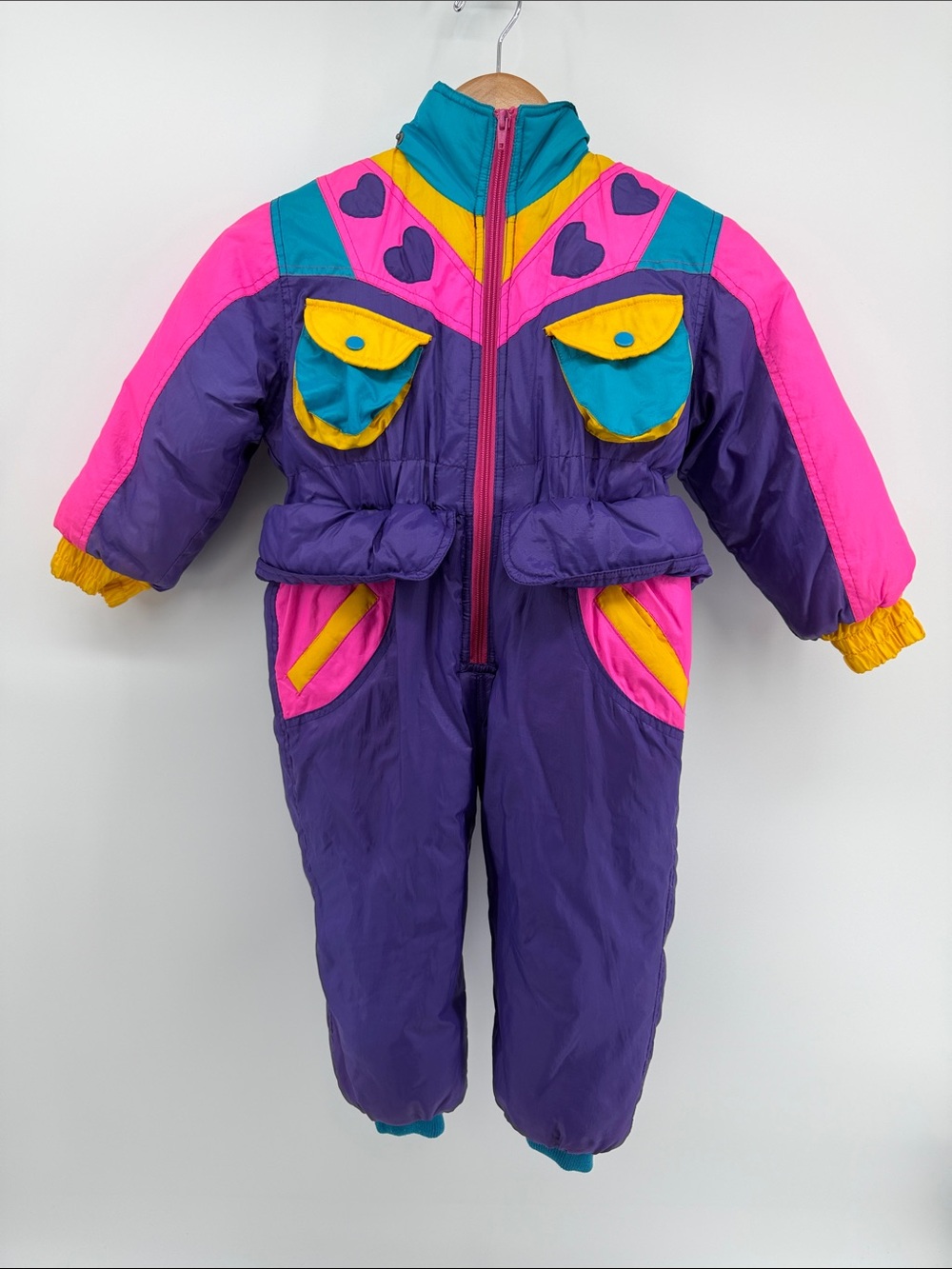 Vintage Swiss Alps Colorblock Snowsuit Toddler 4 A14